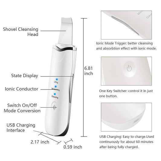 PureVivea™ Ultrasonic Skin Scrubber | Deep Pore Cleansing Spatula