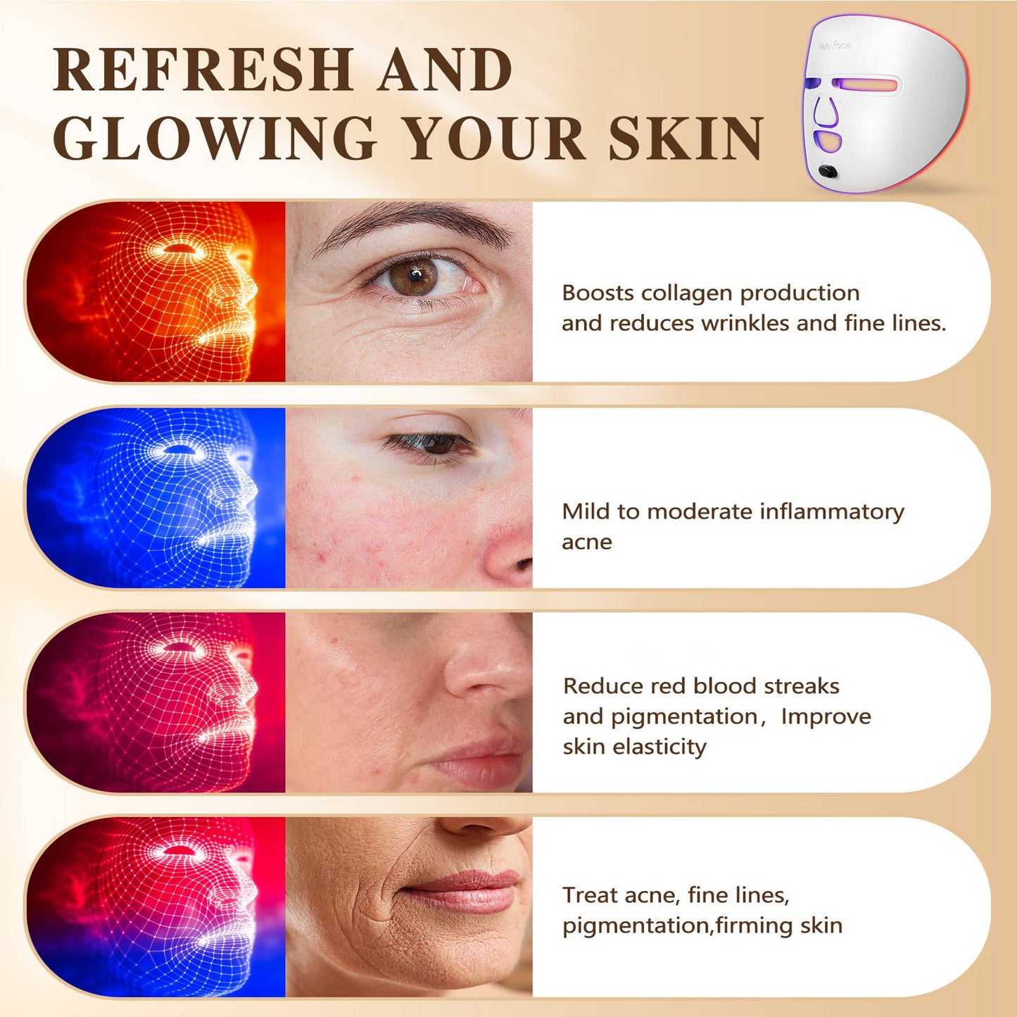 PureVivea™ GlowPro 7-Color LED Therapy Mask